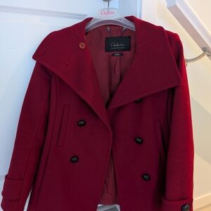 Babaton Aritzia Women's Red Wool Peacoat